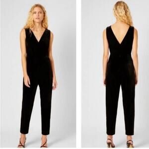 FRENCH CONNECTION Marie V Neck Jumpsuit Black Size 10 Minimalist NWT